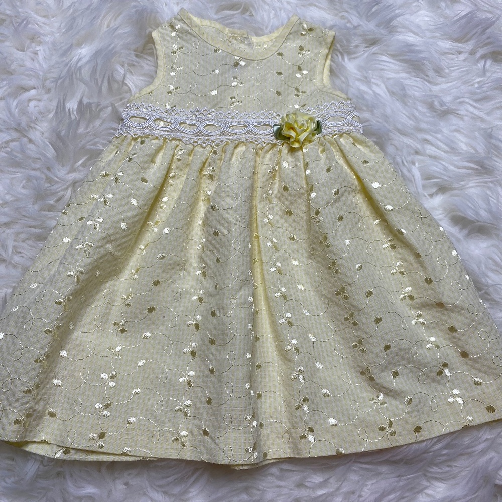 Somerset Lane VINTAGE fit and flare pale yellow dress size 18 months
